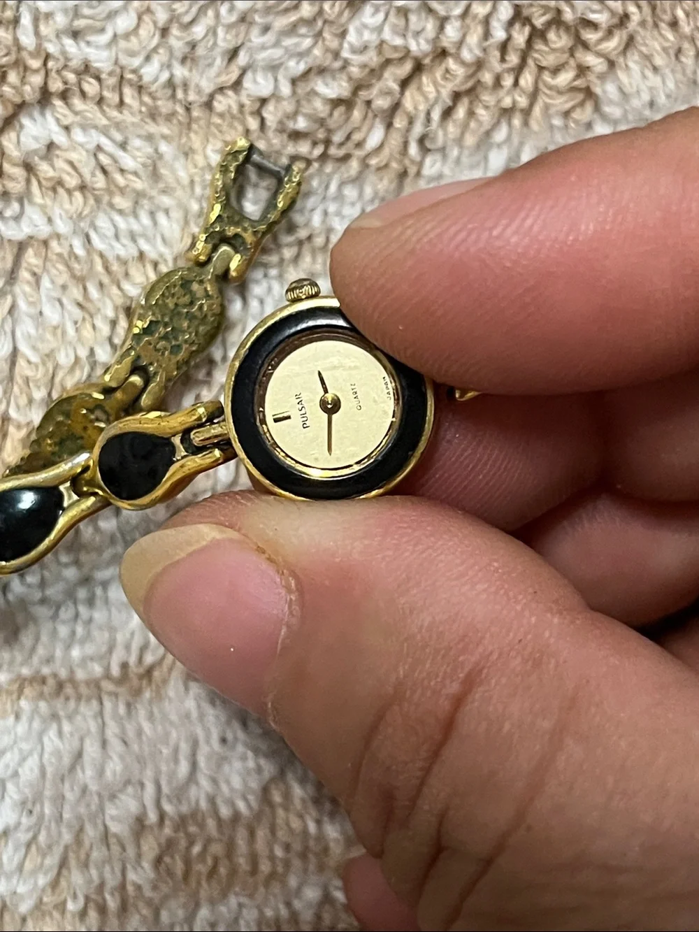 Pulsar Gold-Tone Bracelet Watch with Black Accents